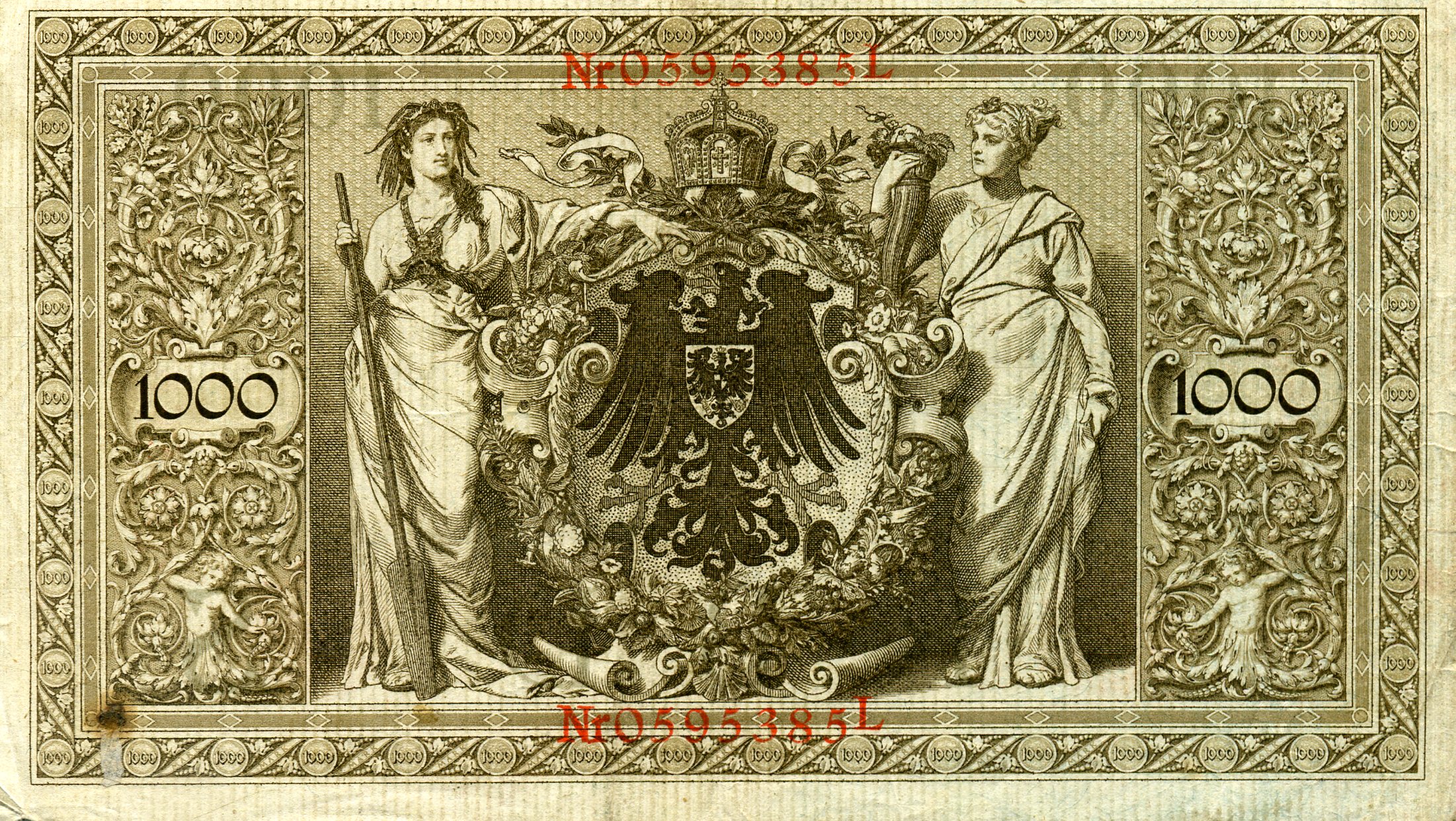 1000 марок 21 апреля 1910 года. Красная печать. Реверс. Реферат Рефератович.