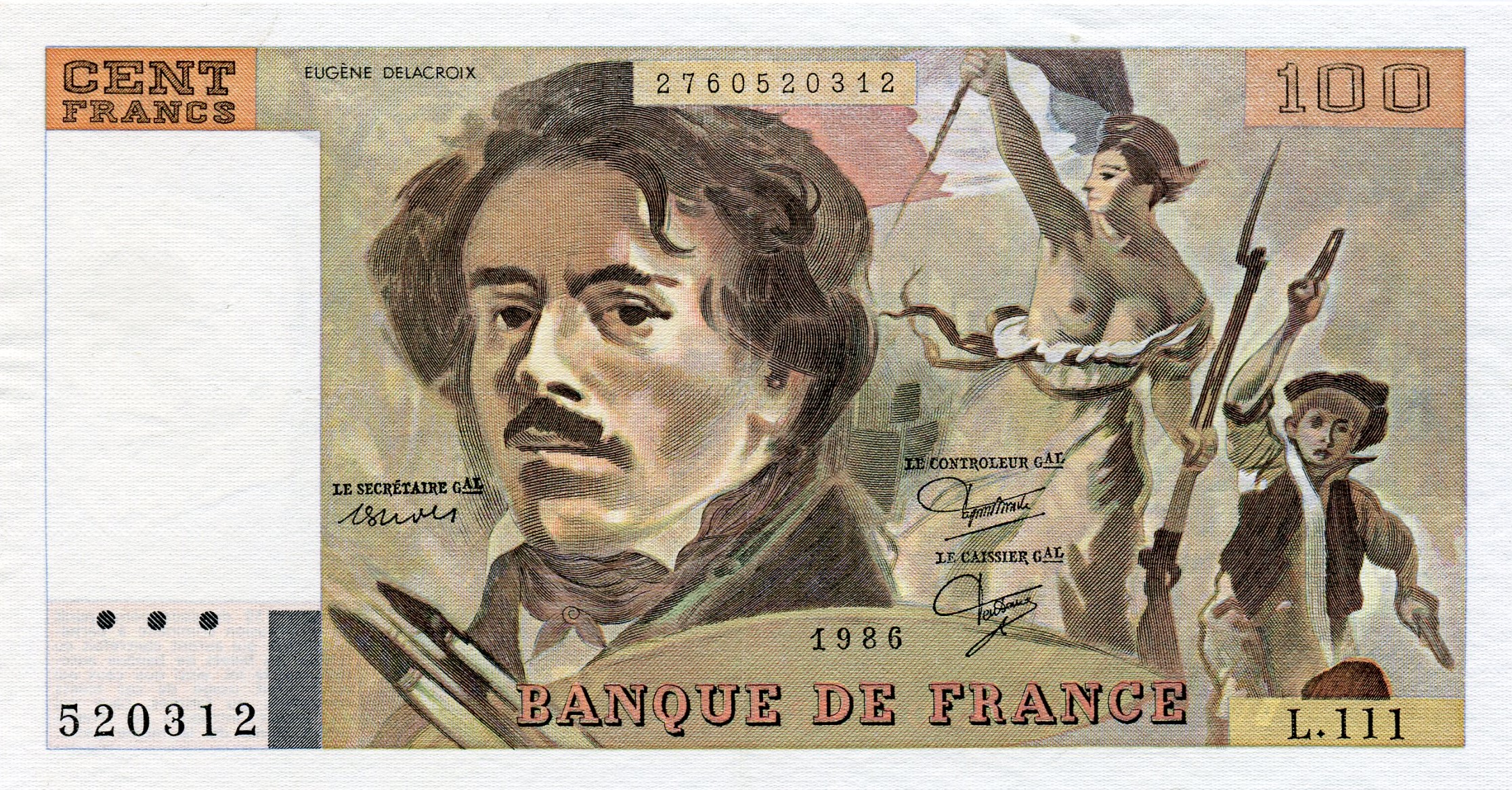 100 франков 1986 года. Аверс. Реферат Рефератович.