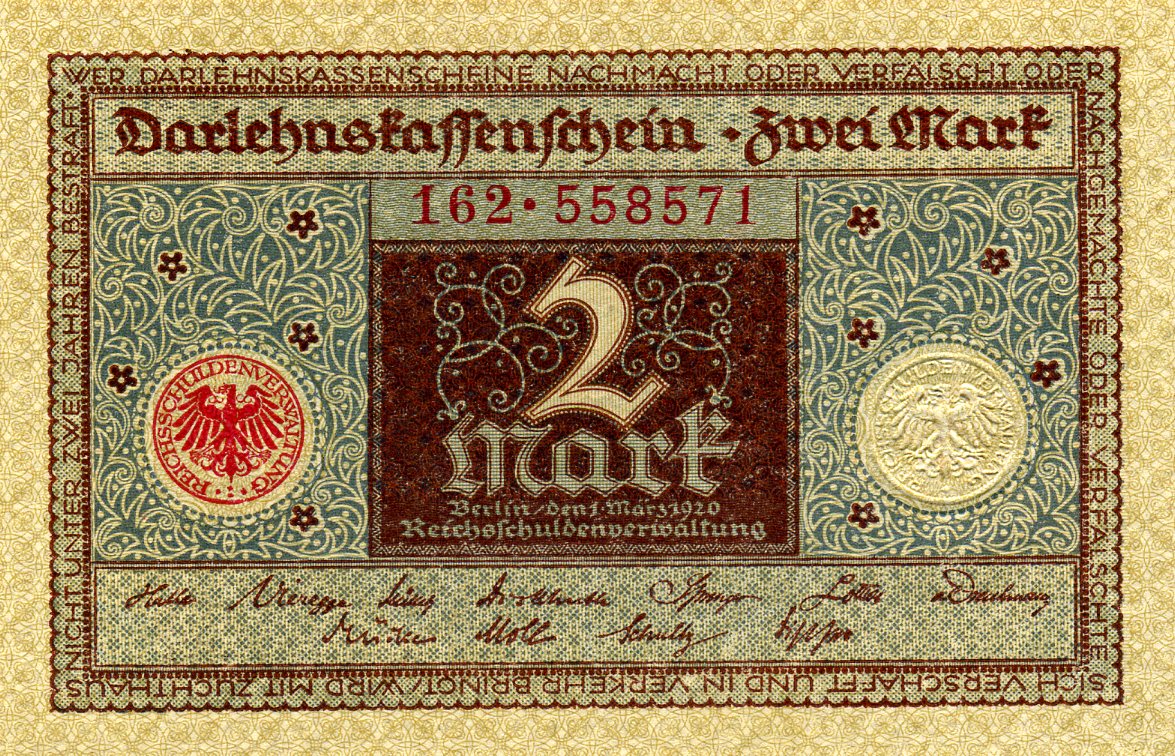 2 марки 1 марта 1920 года. Красная печать. Аверс. Реферат Рефератович.