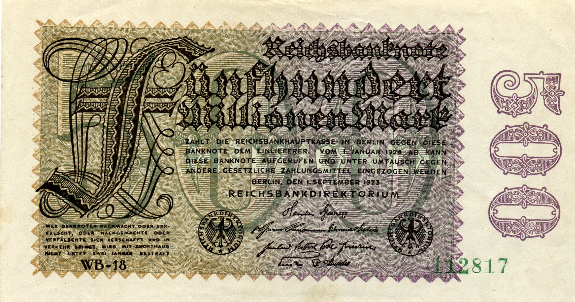 500 миллионов марок 1 сентября 1923 года. Реферат Рефератович.